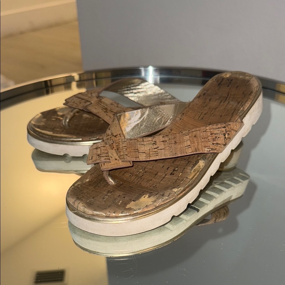 Donald J. Pliner Brown and White Sandals